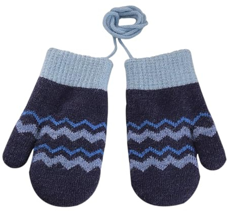 1-4 años niños invierno guantes de cuello colgantes manoplas bebé niños niñas forro polar guantes cálidos con cinta para niños pequeños espesar onda guantes de punto con cuerda para jugar correr esquí