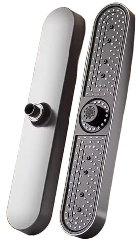 PEVAVFZMMY Soffione doccia da soffitto for pannello super grande 48 cm, 3 modalità regolabili, soffione a pioggia ad alta pressione Soffione doccia(Grey Top Shower)