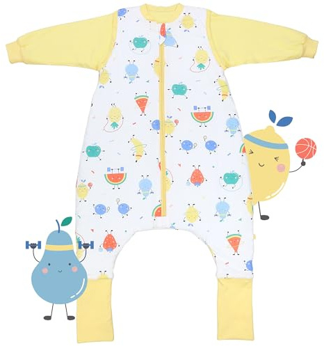 schlummersack Baby Kinder Schlafsack Übergang | mit Füßen, umklappbaren Bündchen und abnehmbaren Ärmeln, leicht gefüttert, Sommerschlafsack, 1.0 Tog