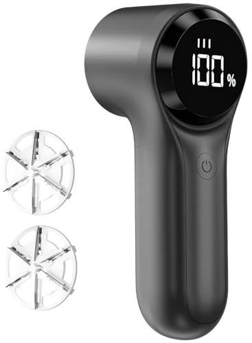 FrSara Fabric Shaver, Rechargeable Lint Remover, 3-Speed Electic Lint Shaver, 6-Blade Sweater Shavers to Remove Pilling, Battery Powered with LED Display for Furniture,Clothes, Upholstery, Black