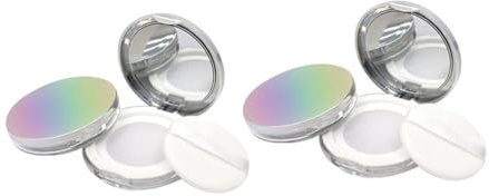 GANAZONO Caja de Polvos Sueltos Portátil Ultradelgada 2 Unidades 5g Abs Compacto para Maquillaje Viaje Malla Elástica y Esponja