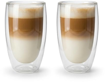 BigDean 2x 400ml doppelwandige Latte Macchiato Gläser Set Thermogläser aus Borosilikatglas - doppelwandige Kaffeegläser Cappuccino Gläser doppelwandige Gläser Kaffeegläser