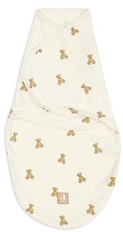 Jollein Pucksack Wrapper Baby 0-3 Monate – Teddy Bear – 100% Baumwolle – 0.5 TOG – Sommer Wrapper Neugeborene – Mit Klettverschluss & Reißverschluss Unten – Swaddle – Oeko-TEX Zertifiziert