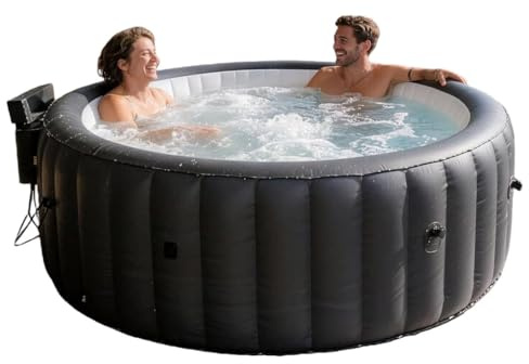 UppblåSbar BäRbar Bubbelpool FöR Utomhusbruk, Bubbelmassageset FöR 4 Till 7 Personer, Med 180 LuftstråLar Och Energysense-öVerdrag FöR TräDgåRd, Uteplats Och Pool gray