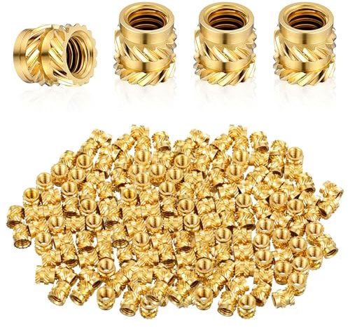 100 Pcs M4 Threaded Insert, M4 Heat Set Inserts, M4xD6xL6 Threaded Inserts for 3D Printing Components and Plastic Parts, Brass Metric Knurled Nuts