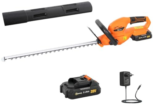 Outsunny Tijeras Cortasetos Eléctrico Batería 18V 2000mAh 51 cm Naranja | Cortasetos Batería, Hoja de Doble Acción, Motor sin Escobillas, Cargador, para Setos, Césped