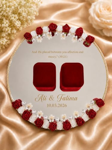 Personalised Nikah Ring Tray Custom Wedding Ring Holder | Engagement Ceremony, Nikkah Ceremony, Ring Pillow Alternative, Custom Design, Luxury Tray