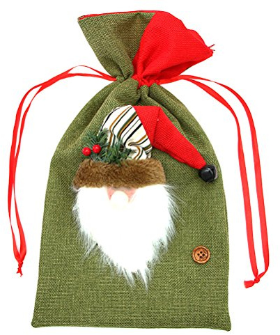 PRETYZOOM Weihnachten Säckchen Nikolaussäckchen Geschenksäckchen Schmuckbeutel Geschenkbeutel mit Kordelzug Gastgeschenk Süßigkeiten Beutel zum Befüllen (Weihnachtsmann)