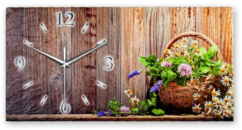 Kreative Feder Designer-Wanduhr Kamille & Klee aus Stein mit Zeigern aus gebürstetem Aluminium - Designeruhr aus Stein mit flüsterleisem Uhrwerk (Kamille & Klee, leises Funkuhrwerk)