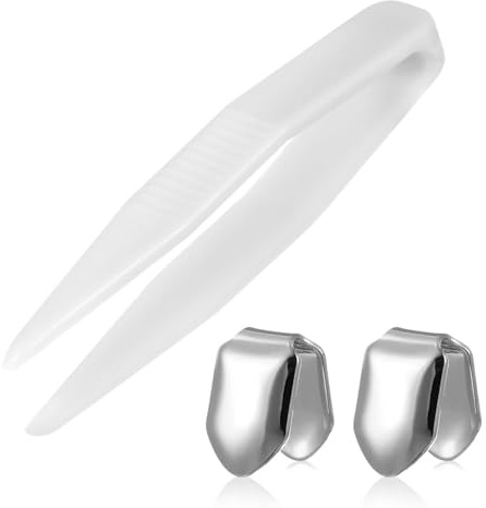 Artibetter 2 Stück Silberne Zähne Kappe für Zähne Hip Hop Zähne Solide Schnecken Bling