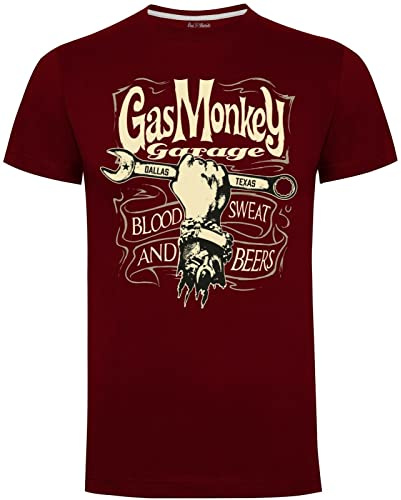 Gas Monkey Garage Herren T-Shirt Mechanics Spanner Burgunderrot