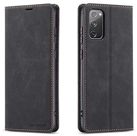 QLTYPRI Hülle für Samsung Galaxy S20 FE 5G, Premium Dünne Ledertasche Handyhülle mit Kartenfach Ständer Flip Schutzhülle Kompatibel mit Samsung Galaxy S20 FE 5G - Schwarz