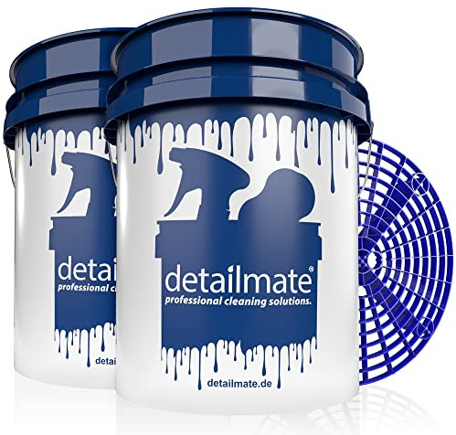detailmate Lot de 2 seaux de nettoyage voiture extra robustes et renforcés 20 l avec 1 insert GritGuard - Pour voiture, moto, caravane, bateau - Lavage à la main en douceur
