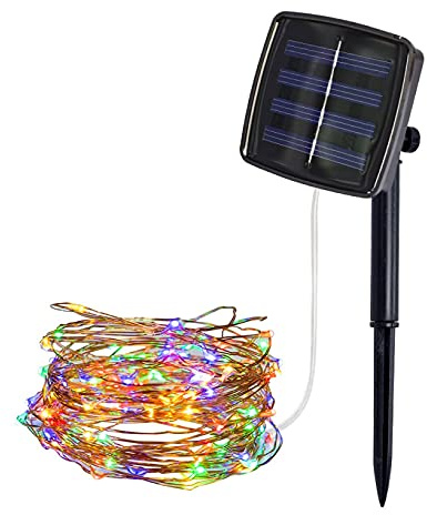 Guirlande Solaire Exterieur, 5m 50 LED Guirlande Lumineuse Solaire Exterieure Étanche Décoration Lumière pour Jardin Terrasse Cour Maison Noël Mariage Fête [Classe énergétique A+++] (Multicolore)