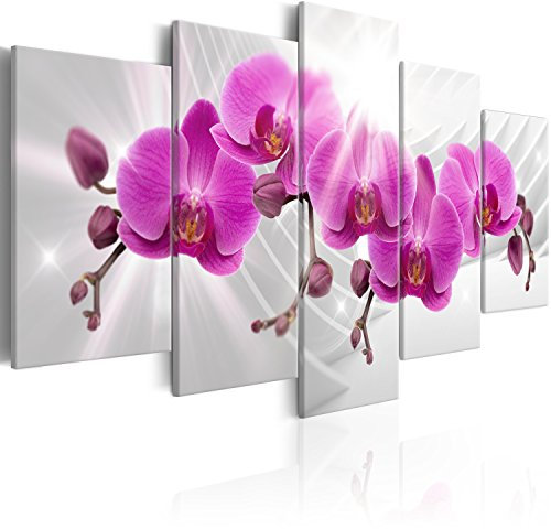 murando - Wandbilder XXL Orchidee 150x75cm 5 tlg - Wand Deko Leinwand Bilder Groß Wanddeko Wohnzimmer Schlafzimmer Kunstdrucke - Blumen b-A-0351-b-n