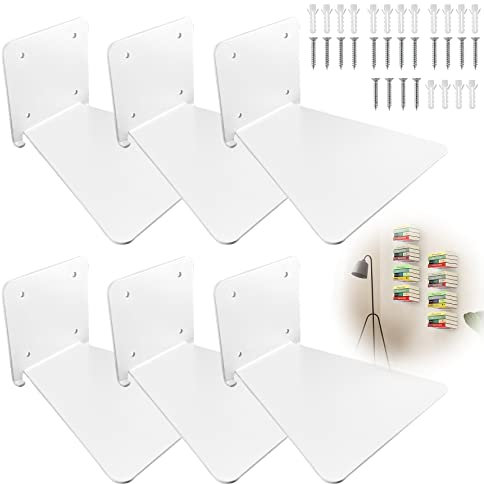 Tamseen Conceal Scaffale Libro, 6 Pezzi Sospesa Organizzatori di Libri Ferro in Metallo, Bianco Multiuso Scaffali Galleggianti Invisibile Ledge Montato a Muro, per Biblioteca Aula Ufficio Domestico