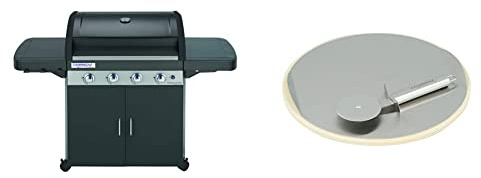 Campingaz Barbecue à gaz Class 4 LD Plus, 4 brûleurs, Puissance 12.8kW,Système de nettoyage, 2 tablettes latérales & Culinary Modular 2000014582 Pierre à pizza Gris/Noir 32,96 x 4,76 x 33,56 cm