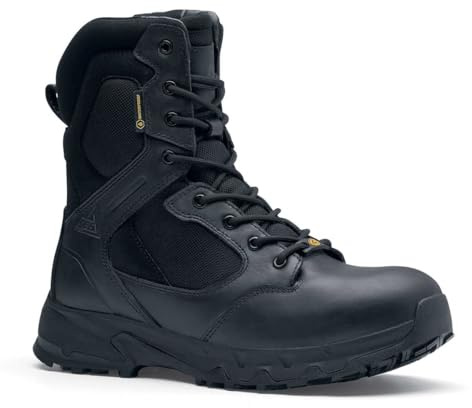Shoes for Crews Defense High, scarpe da lavoro (senza puntale in acciaio) certificate CE 02 HRO WR SRC, stivali unisex con suola antiscivolo scarpe impermeabili per uomo e donna, Nero , 46 EU