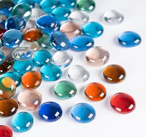 ABSOFINE Glasnuggets Bunt, 900g Glassteine Deko Dekosteine,Muggelsteine groß, Glassteine Deko Durchsichtig Bunt,Spielsteine,Mosaiksteine zum basteln (ca. 200 Stück)