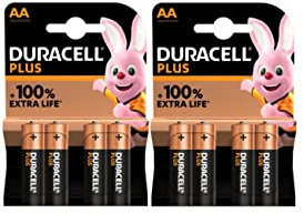 8 x Duracell AA Plus Alcaline (2 ampoules de 4 batteries) 8 piles stylo
