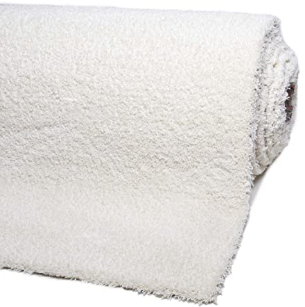 Teppichboden weiß Meterware ideal für Schlafzimmer Shaggy Teppich Auslegware in 400 cm Breite auch für Babyzimmer (4 m x 15 m)