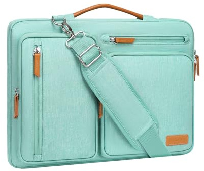 MOSISO 360° Laptoptasche 16 Zoll für MacBook Pro M5 M4 M3 M2 M1, Lenovo HP | Stoßfest, Wasserdicht Umhängetasche mit 4 Fächer Kompatibel mit 15-16 MacBook Pro, Lenovo HP Dell Acer ASUS, Aqua Grün