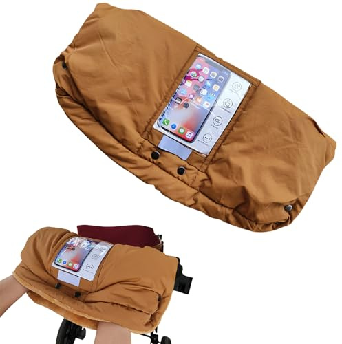 Handmuff i Fleece för Barnvagn Handskar för Barnvagn med Mobilficka Vinterhandvärmare Vattentäta & Vindtäta Handskydd för Barnvagn/Pram/Stroller/Buggy