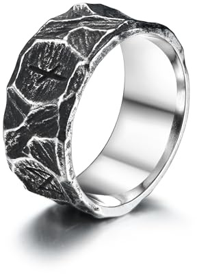 GTHIC Edelstahl-Wikinger-Ringe für Männer und Frauen, Punk-Vintage-Bandring, nordische Runen, Amulett-Ring, Schmuck, Geschenk für Paare, Größe 9
