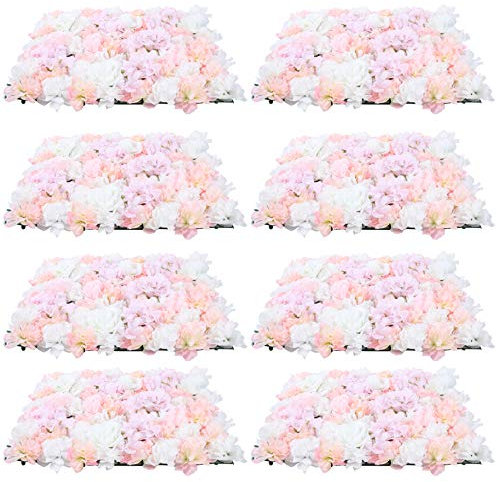 Fricienc Hortensien Künstliche Blumenwand 40 * 60cm 8*Künstliche Rosa Blumenwand Seidenblumen Rosenwand Hochzeit Hintergrund für Hochzeit Party Braut Baby Shower und Event Dekor
