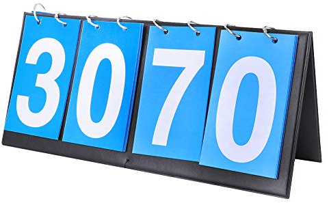 Akozon 4 Digit LED Scoreboard for Table Tennis Basketball Badminton Portable Sports Score Keeper with Blue Display Easy Press Buttons