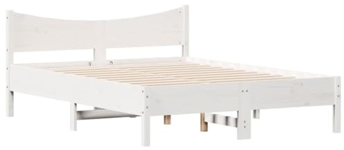 vidaXL Massivholzbett ohne Matratze Weiß 140x200 cm Kiefernholz