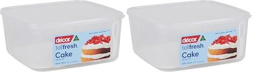 Décor Tellfresh 9 Cake Storage Box | With Cake Lifter for Easy Removal | Airtight Lid | Dishwasher Safe | 6L Capacity (Pack of 2)