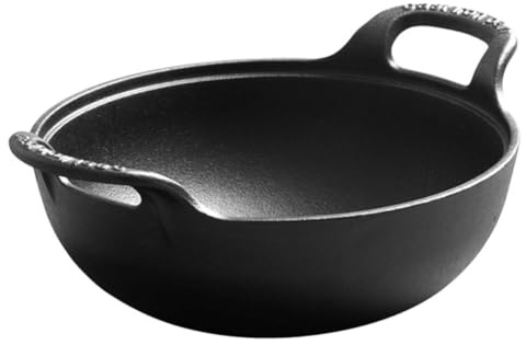 BIUDECO Cast Iron Cooking Pot round Skillet Non-stick No Coating Won’t Rust Heavy Duty Thickened Iron Pan for Steak Cooking for Family and Friends