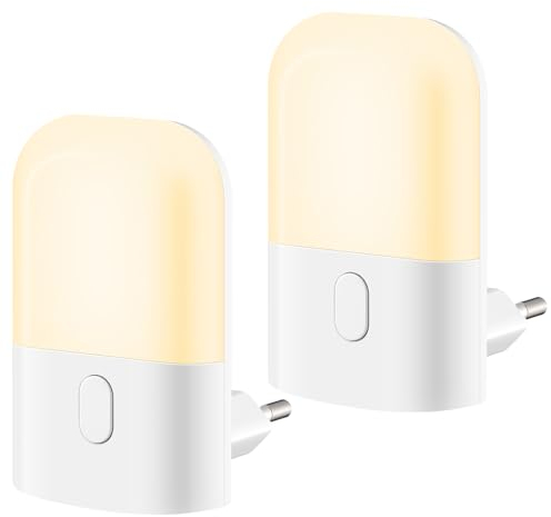 Nachtlicht Kinder Nachtlampe mit Dämmerungssensor und Steckdose, Dimmbar für Schlafzimmer, Kinderzimmer, Wohnzimmer, Flur, Treppen, Küche