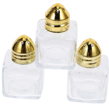 3 Stück Salz und Pfefferstreuer Klein 15ml Glas Edelstahl Gold | Pfefferstreuerglas, Gewürzgläser als Lagerbehälter, Küchenaccessoires für Küchenutensilien
