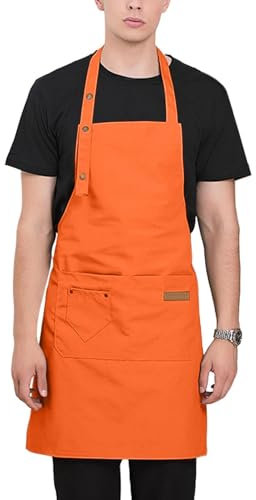 Canvas-Schürze,Schürzen für Herren kaufen - Malschürze mit 2 Taschen,Verstellbarer Riemen, wasserdichte Grillschürze für Damen, Herren, Erwachsene, Multifunktionsschürze für Küche, Garten, Salon