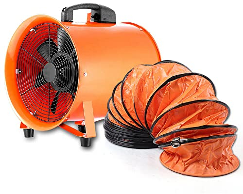 Owneed Air Mover Gebläse, 320W, MIT PVC-Kanal-Schlauch, 2800/3300rpm, Teppich-Trockner, fur Kühlung, Lüftung, Trocknung