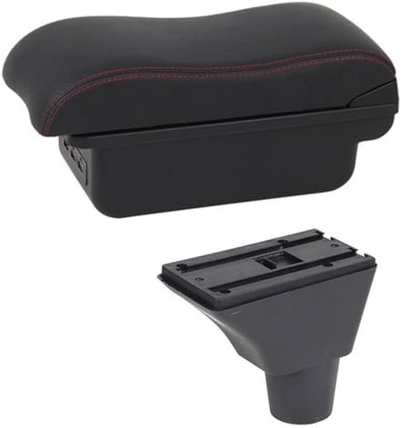 RORLL Caja Almacenamiento Reposabrazos para Seat para Ibiza 6j para Ibiza 6L Caja Reposabrazos Contenido Tienda Central con Portavasos Caja Almacenamiento Consola Central USB(C2 Red Line)