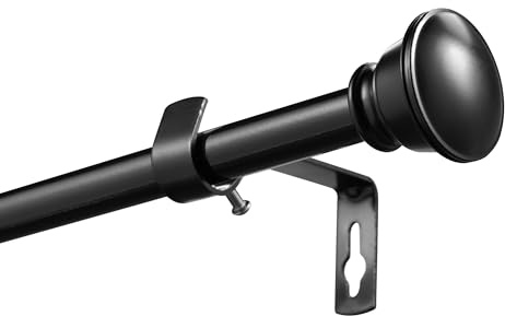 Asta per tenda nera, regolabile, in acciaio inox, 67-107 cm, adatta per oggetti da appendere, tende da camera da letto (diametro 16 mm)