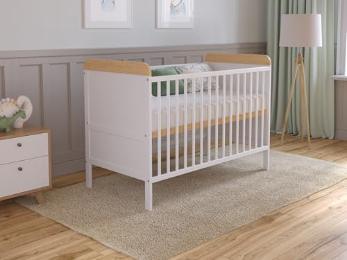 Love For Sleep Babybett Beistellbett 120x60 cm mit Matratze - Kinderbett Baby Bett Holz Weiß-Kiefer, Babybett Komplett Set - Kinderbett Babybett Mitwachsend Gitterbett