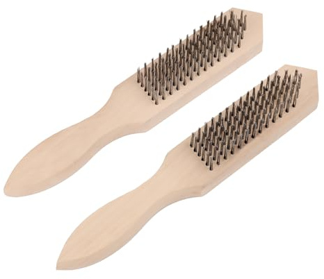 Hand Wire Brush,Wooden Wire Brush Set of 2,Stainless Steel Brush,Metal Rust Remover Brushes,For Rust Removal & Tool Automotive, Paint, Welding Slag Household Clean Metal Brush.