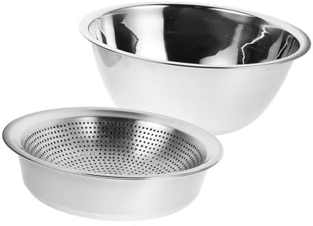 Cabilock 1juego Cuencos De Lavado De Frutas Inoxidable Colador y Tazón Multifuncional Para Cocinar y Lavar Verduras