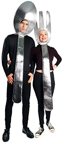 HiyyFloy Cuillère Fourchette À Soupe pour Adulte Unisexe, Tunique, Costume Amusant pour Couples, Ustensiles De Cuisine, Costumes d'halloween Cosplay, Combinaison De Fête pour Amoureux Adulte