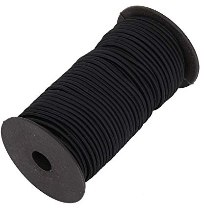 4 mm schwarzes Bungee-Gummiseil, 10 Meter – dehnbares und langlebiges elastisches Seil für Kajaks, Zeltstangen, Rucksäcke, Bastelprojekte, Nähen, Bootfahren, Radfahren und Outdoor