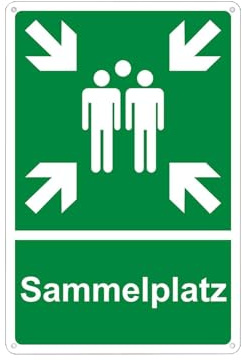 Cartello Punto di Raccolta per Esterni, 20 x 30 cm Cartello di Emergenza e Sicurezza, Impermeabile, Resistente ai Raggi UV, in Alluminio, Facile da Installare