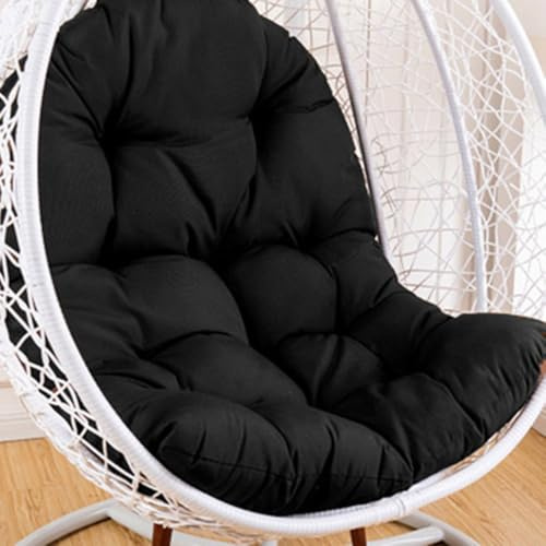 Cuscino impermeabile per sedia a dondolo a forma di uovo, per amaca da giardino, cuscino per esterni per patio e balcone, confortevole imbottitura nera