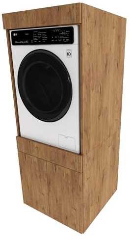 möbelkap Waschmaschinenschrank mit Schublade – Doppeltüriger Überbauschrank im Retro-Stil – 63x162x67 cm – Bad- & Hauswirtschaftsmöbel – für Waschmaschine oder Trockner geeignet