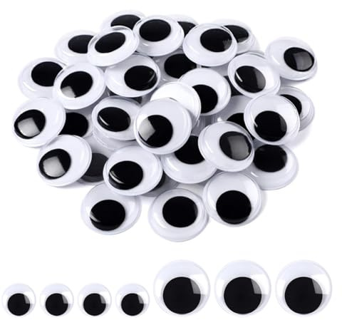 YUVKIN 100 Piezas Ojos Móviles Autoadhesivos Grandes para Manualidades y Decoración DIY (10 mm y 20 mm) (Negro Blanco)