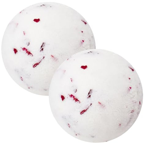 Ipetboom 2pcs Milk Rose Bath Bombs Essential Oils Round Bubble Bath Balls for Skin Care Moisturizing Shower Bombs