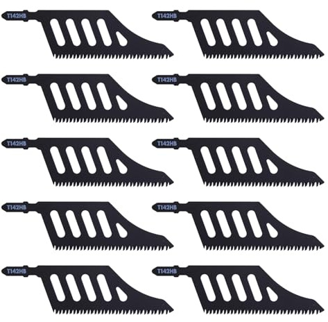 10 Stück Stichsägeblatt Set, 112mm Stichsägeblätter Holz mit T-Schaft, Schwarz Sägeblätter Stichsäge aus Hochkohlenstoffstahl für Verleimtes Holz, Weichholz und Hartholz verwendet